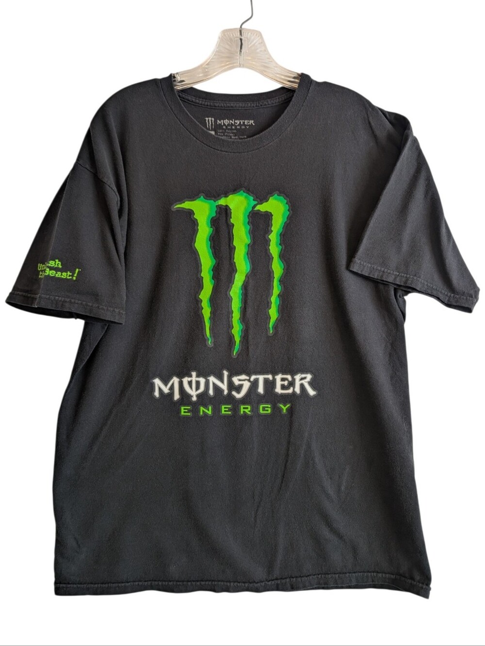 Monster Energy Men’s Black T-Shirt Size L Large Unleash The Beast Y2K